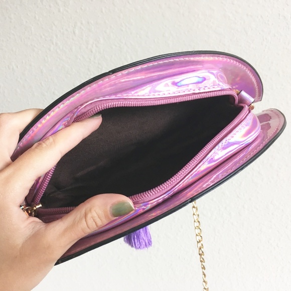 Throwing Shade Pink Fan Holographic Crossbody Bag - Picture 7 of 8